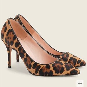 NIB- Jcrew Elsie Pumps in Leopard Hair-calf. Size 7